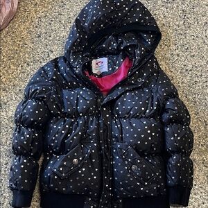 Appaman Black Jacket with Silver Hearts and Pink Lining